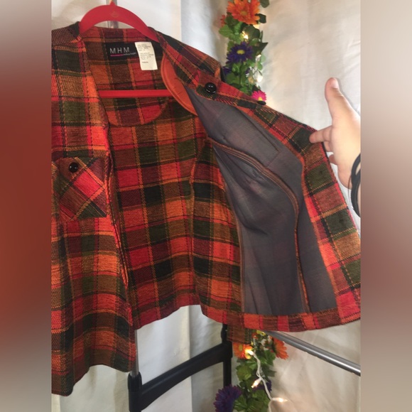 MHM Melissa Harper | Women’s Colorful Plaid Print Button Down Jacket - Picture 10 of 12